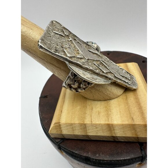 VTG Huge Brutalist Modernist Sterling Silver Turquoise Ring Signed DW Size 8.5 - Picture 4 of 14